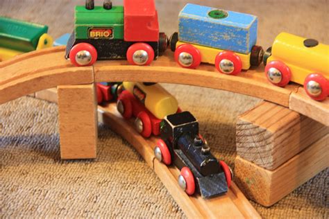 Wooden trains by Brio, we made tracks all over the place!
