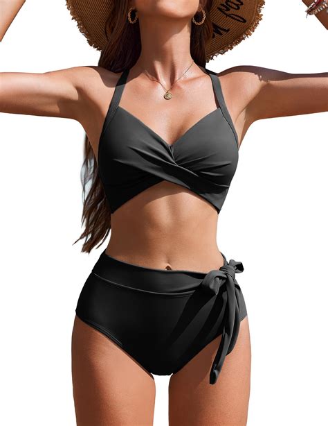 AI'MAGE Womens High Waisted Bikini Sets Tummy Control Swimsuits Two ...