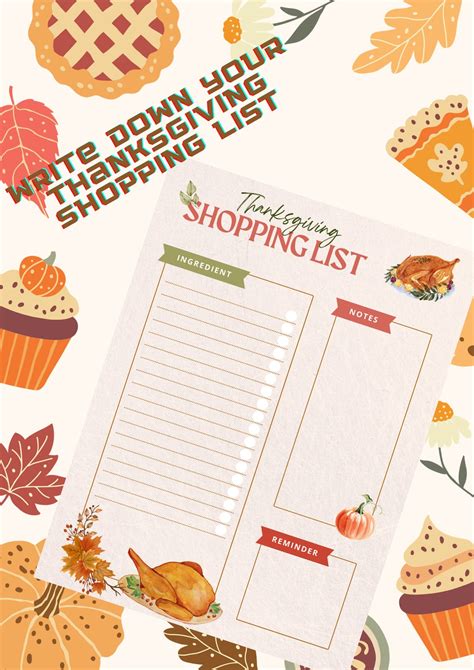 Thanksgiving Shopping List, Thanksgiving Printable Planner ...