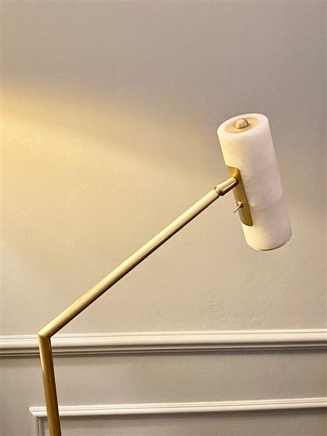 Elegant Italian Satin Brass and Alabaster Floor Lamp "Flamingo" For ...