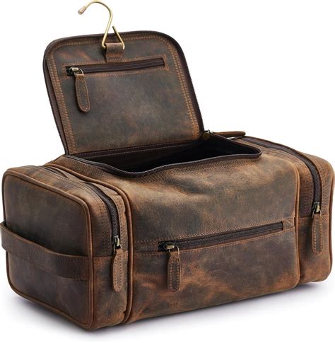 Amazon.com: NomadCraftsCo. Extra Large Leather Toiletry Bag for Men ...