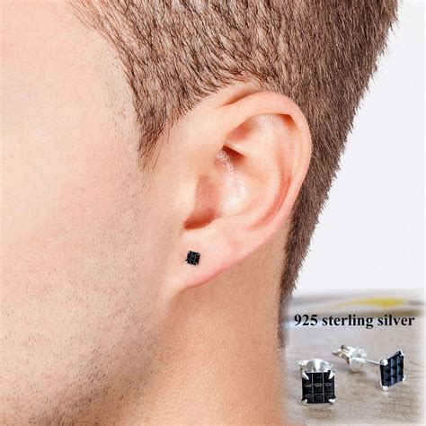 Solid 925 Sterling Silver Men's Stud Earrings #earrings #studearrings # ...