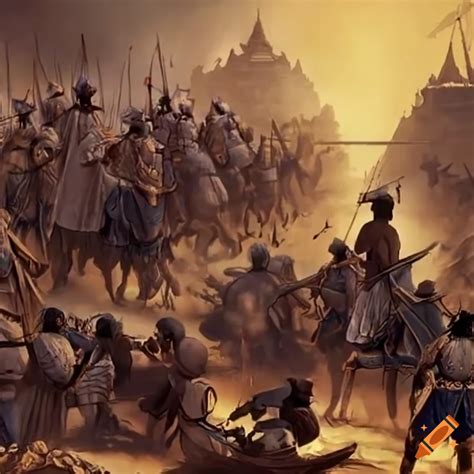 Illustration depicting the battle of badr on Craiyon