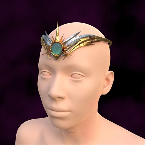 Circlet Of Blasting Golden Elvish Tiara Made Of Brass, Golden Elven
