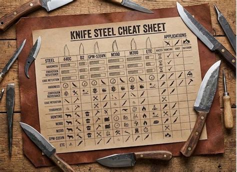 Knife Steel Comparison Chart & Cheat Sheet | Pocket Knife Vs Kitchen Blade Guide | Metallurgy ...
