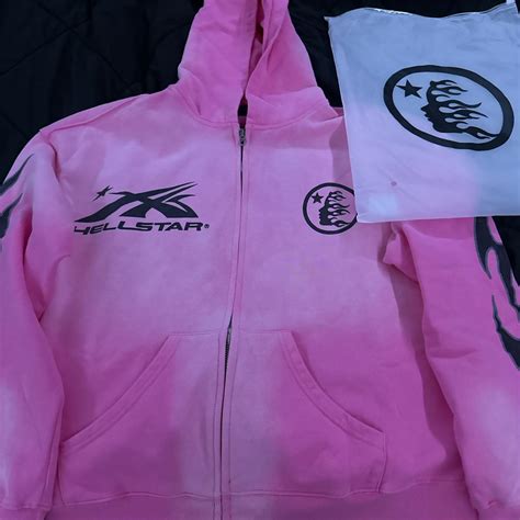Hellstar pink zip up hoodie #streetwear#hellstar - Depop