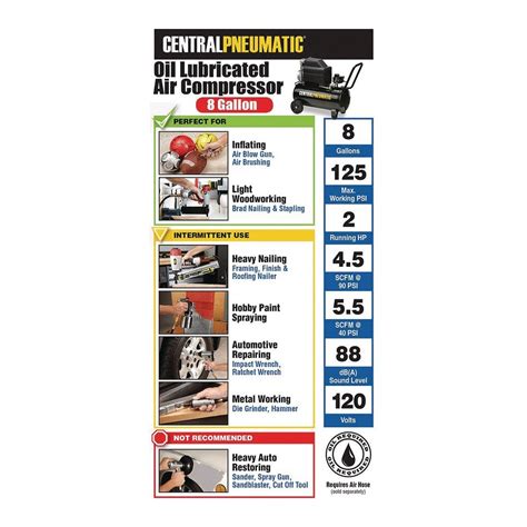 8 gal. 2 HP 125 PSI Oil Lube Air Compressor