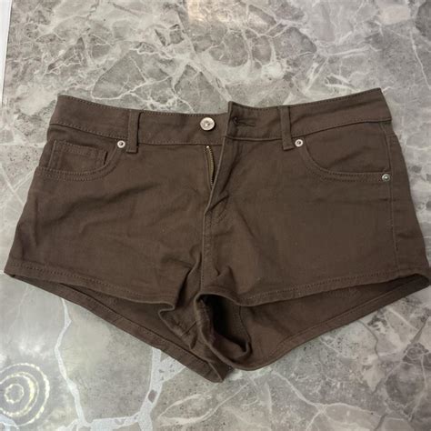 low rise denim shorts so flattering , fits all the... - Depop