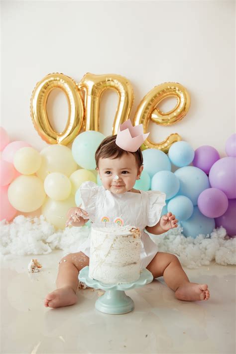 Baby Girl Cake Smash First Photoshoot Birthday | 1st birthday girl ...