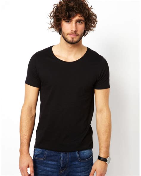 ASOS T-shirt With Scoop Neck in Black for Men | Lyst
