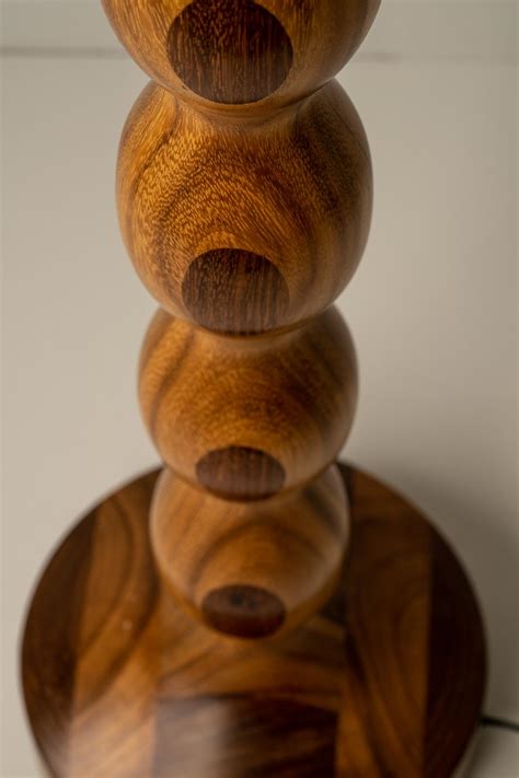 Organic Modern Floor Lamp Turned Parota Wood Fiberglass Shade For Sale ...