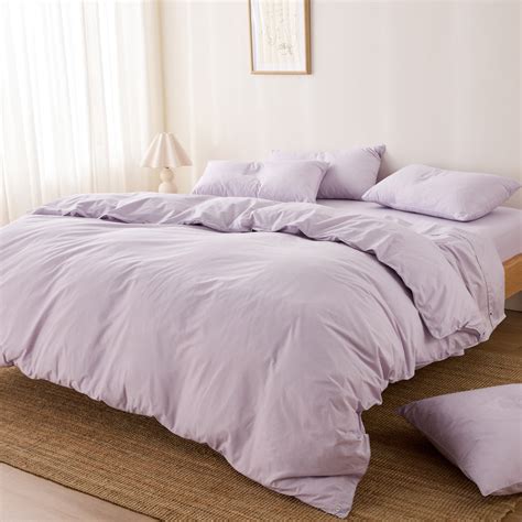 Leo Washed Cotton - Lilac Quilt Cover | Sheet Society