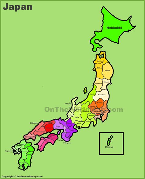 Administrative map of Japan (Prefectures of Japan) - Ontheworldmap.com