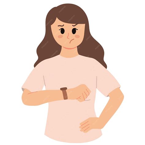 Premium Vector | Waiting for someone while looking at a hand watch ...
