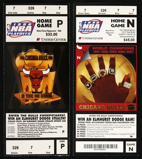 Lot Detail - 1996-98 Chicago Bulls United Center NBA Playoffs Ticket ...