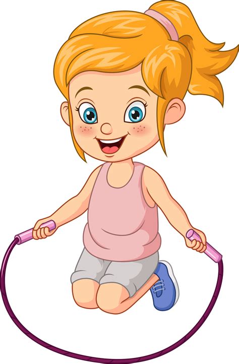 Cartoon little girl skipping rope 5112622 Vector Art at Vecteezy