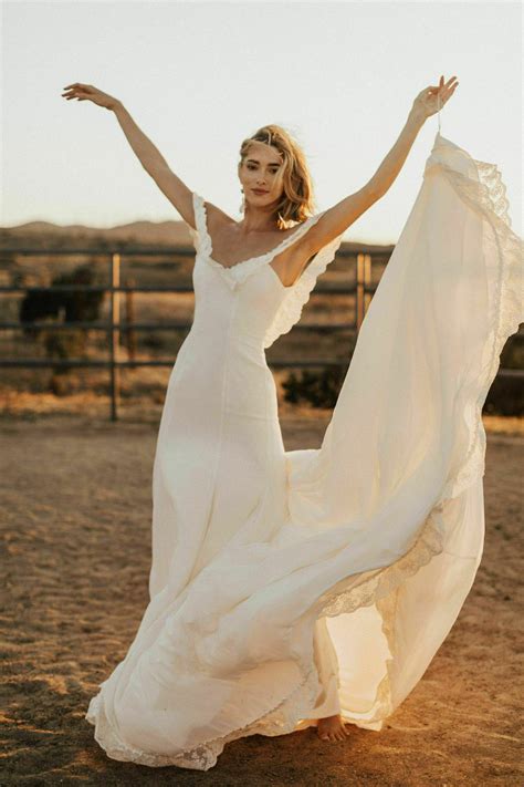 Hand-Crafted Poppy Crepe Wedding Dress | Dreamers and Lovers