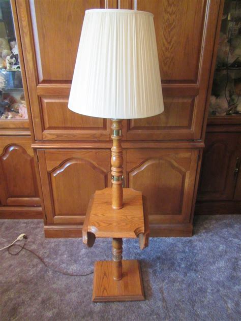 Vintage Wooden Floor Lamp With Table : Vintage Ratchet Arm Wood Floor ...