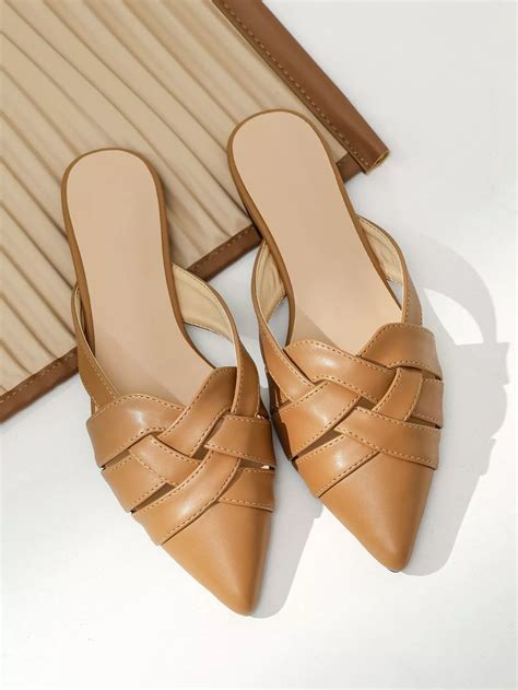 Cross Strap Point Toe Flat Mules | Work shoes women, Pointed toe flats ...