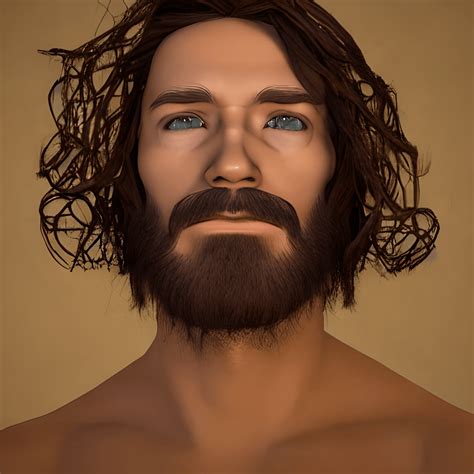 3D-weergave van het gezicht van een man dat op Jezus lijkt · Creative Fabrica