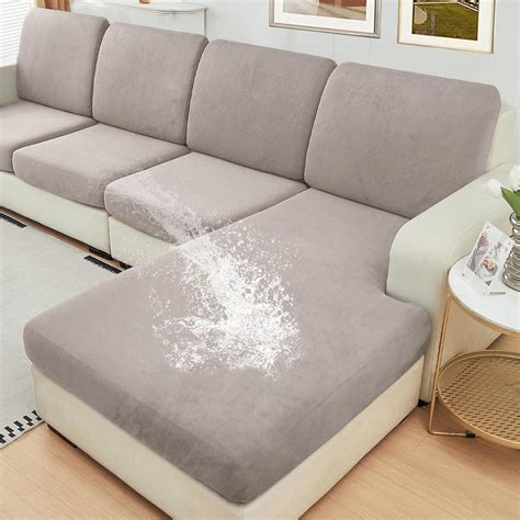 Amazon.com: NAISI Waterproof Couch Cushion Covers Thick Velvet Fabric ...
