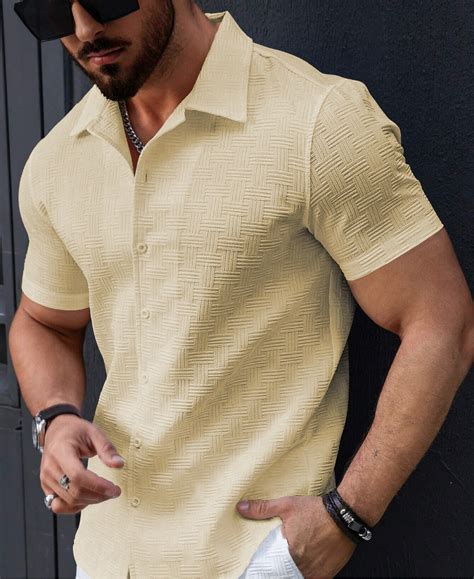 Men’s Stylish Casual Textured Light Yellow Shirt – Little Wish Fashion ...