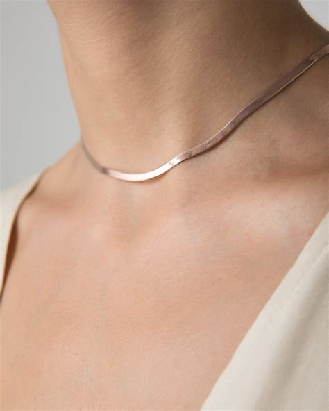Rose Gold Choker, Rose Gold Necklace, Silver Chain Necklace, Sterling ...