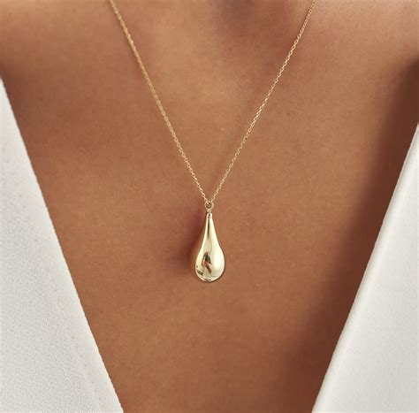 14K Real Gold Large Tear Drop Cremation Urn Necklace,personalized Ash ...