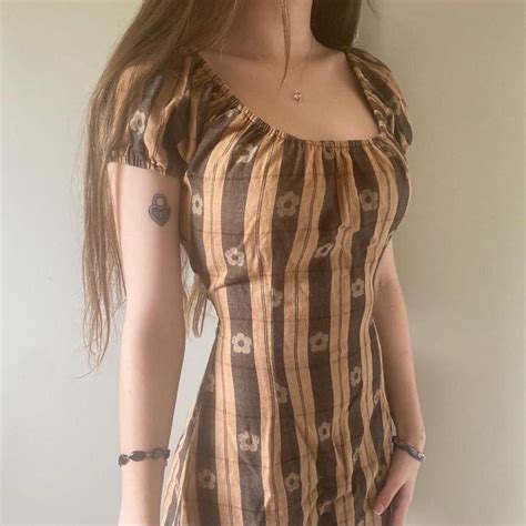 Afends Yellow/brown flower dress 🌼 Size AU... - Depop