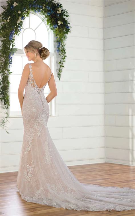 Layered Lace Wedding Dress with Asymmetrical Neckline - Essense of Australia Wedding Dresses