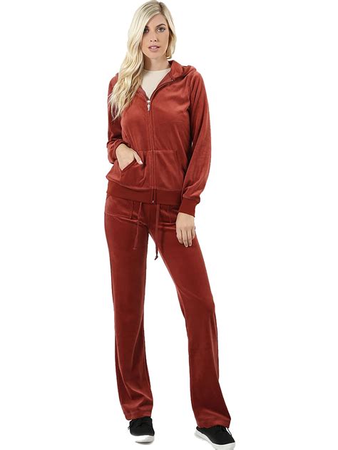 Sweatsuit Jogging Tracksuit Velour Set for Women Zip Up 2 Piece Hoodie ...
