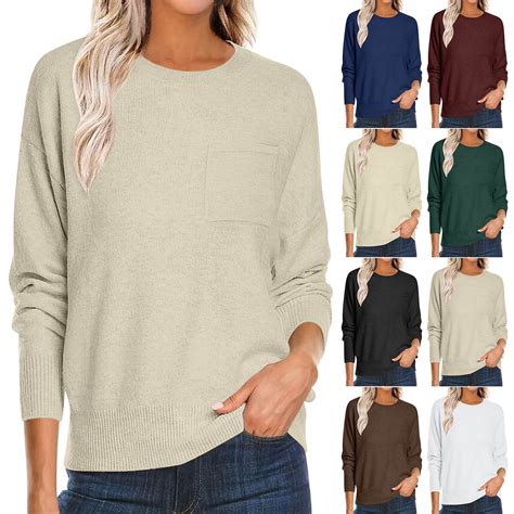 CFLVAEK Lightweight Sweaters for Women Soft Crewneck Pullover Sweater ...