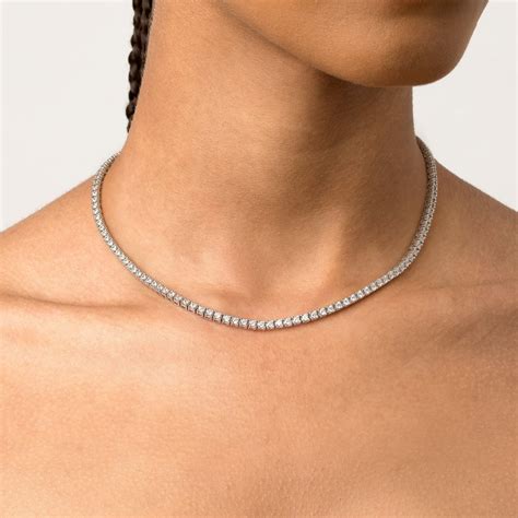 Classic Diamond Tennis Necklace (Lab) in Yellow, Rose or White Gold