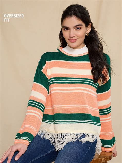 Buy TSS Originals: Panama Stripes Women Oversized Sweaters online at ...