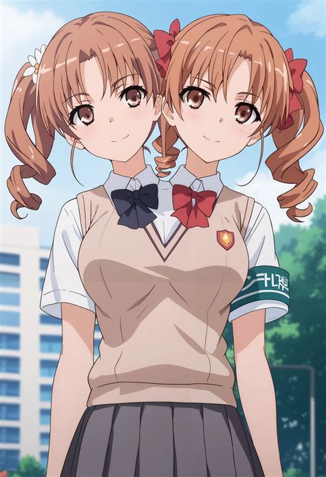 Anime image of two girls in school uniforms standing next to each other ...