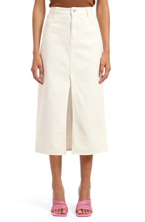 MAVI Marin Front Slit Denim Midi Skirt - Off White Denim | Editorialist