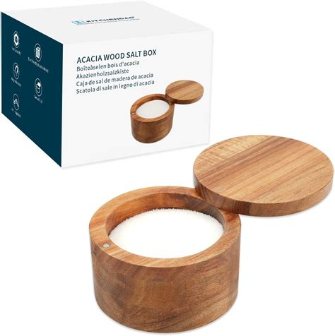 Amazon.com: KITCHENDAO Acacia Wood Salt Cellar Bowl Box, Elegant ...
