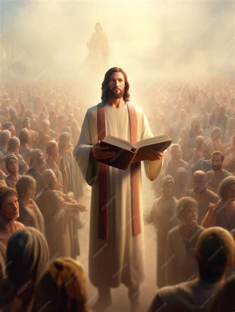 Premium Photo | Jesus Christ of Nazareth looking up and holding a Bible ...