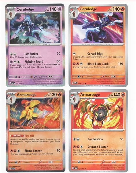 Amazon.com: Armarouge & Ceruledge – Pokemon 4 Card Lot – Surging Sparks ...