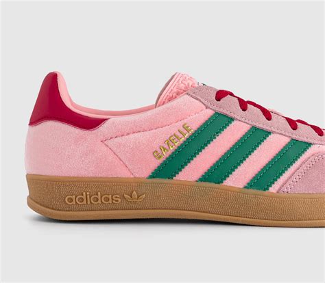 adidas Gazelle Indoor Trainers Court Green Glow Pink Gum - Women's Trainers