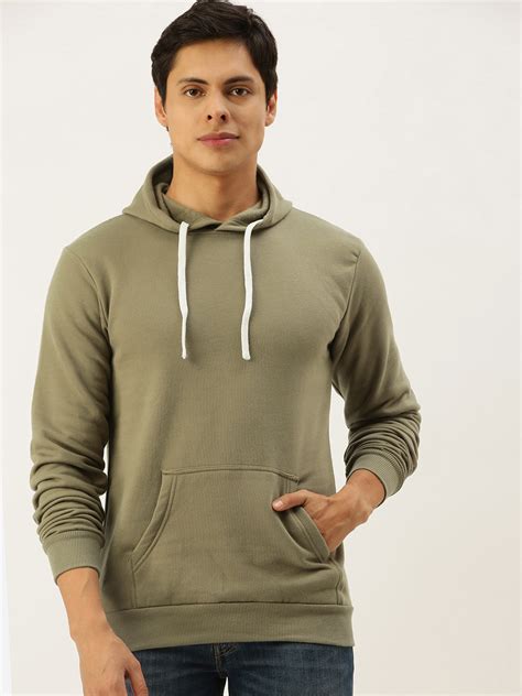Buy Campus Sutra Men Olive Green Hooded Sweatshirt - Sweatshirts for ...