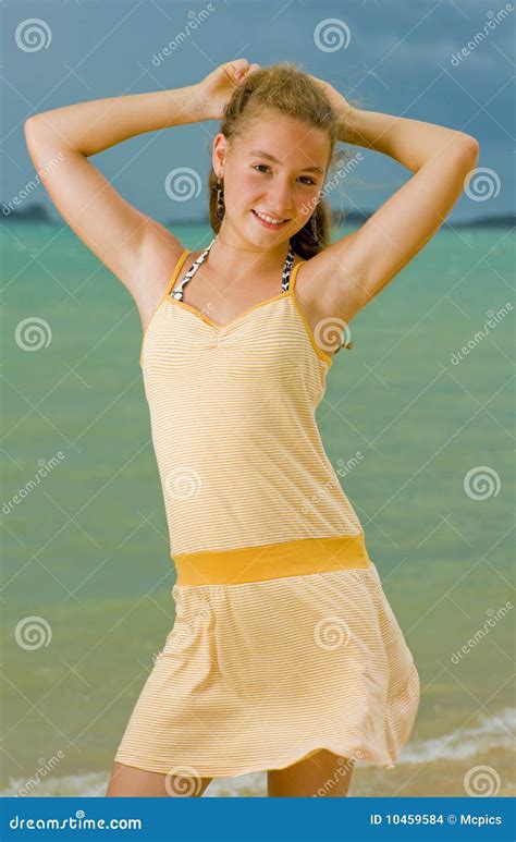 Blond Teenager at the Beach Stock Photo - Image of dress, beach: 10459584