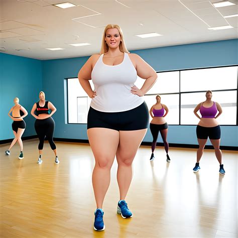 large tall overweight plus size thick blonde beautiful young girl in aerobic class - Arthub.ai