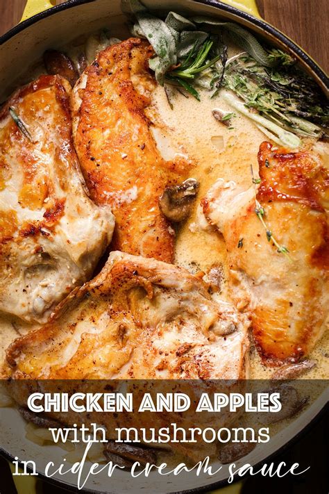 Tender pieces of chicken swimming in apple cider cream sauce with ...