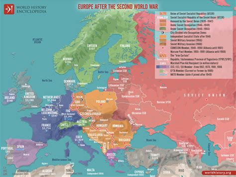 Map of Europe After World War II (1945 to c. 1989) - World History ...