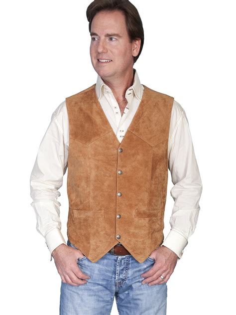 Scully Mens Rust Calf Suede Western Snap Vest XLT - Walmart.com