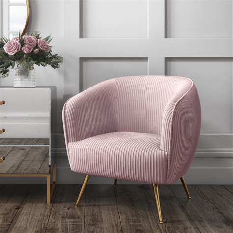 Pink Velvet Accent Chair with Gold Legs - Cheska - Furniture123