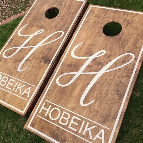 Custom Wedding Cornhole Boards with wood stain www.retrocornhole.com ...