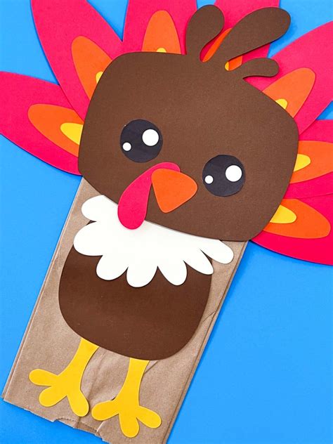 Turkey Paper Bag Craft for Kids (Free Template)