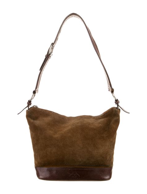 Ghurka Suede Shoulder Bag - Brown Shoulder Bags, Handbags - GHK22554 ...